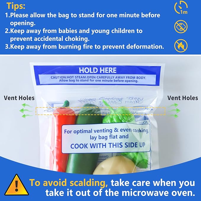 36 Pcs Microwave Steamer Bags Zipper Steam Cooking Bags Reusable Microwave Cooking Bag for Vegetables Potatoes and Meat, 7.9 X 8.6 Inches (36)