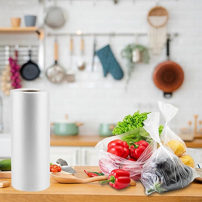 2 Rolls Plastic Produce Bags for Groceries, 30x40cm(12x16in) Durable Clear Food Storage Bags for Bread, Fruits, Vegetables, Shopping Poly Packing Bag, 700 Pcs