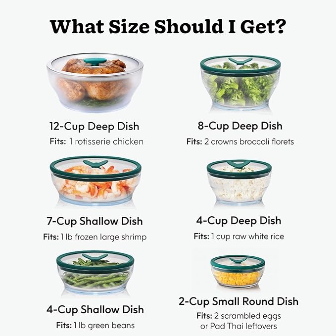 Anyday 2-Pack (4-Cup Shallow) Glass Food Storage with Glass Lids | Plastic-Free Meal Prep & Microwave Cookware | Stackable Airtight Storage Container with Vented Lid for Microwave-Safe Reheating