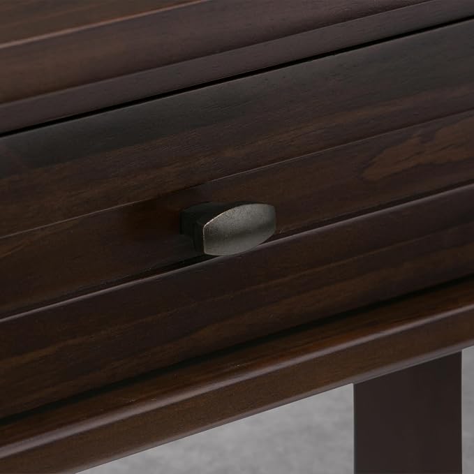 SIMPLIHOME Warm Shaker Desk - 48 Inch Wide Solid Wood Writing Desk in Mocha Brown, Transitional Home Office Computer Table for Workspace or Study with Flip-Down Keyboard Tray and 2 Drawers