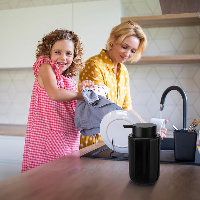 Soap Foaming Dispenser Ceramic with Easy-to-Press Pump Hand Foam Dispenser for Shampoo Bathroom Countertop 13.5 oz