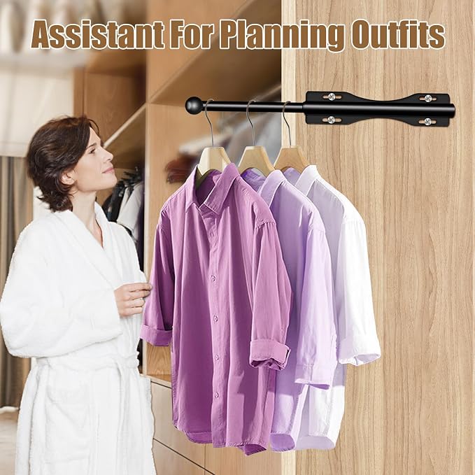 13" Valet Rod For Closet Pull Out Adjustable For Closet,1 Pack Black | 13" pull-out valet rod provides convenient hanging space for clothes in closets, bedrooms and laundry rooms.