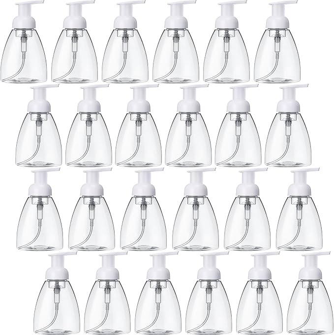 Eboot 24 Pcs 10 oz Foaming Soap Dispenser Foaming Pump Bottle Travel Hand Soap Pump Foam Dispenser Bottle Plastic Press Bottles Empty Refillable Plastic Container for Liquid Shampoo