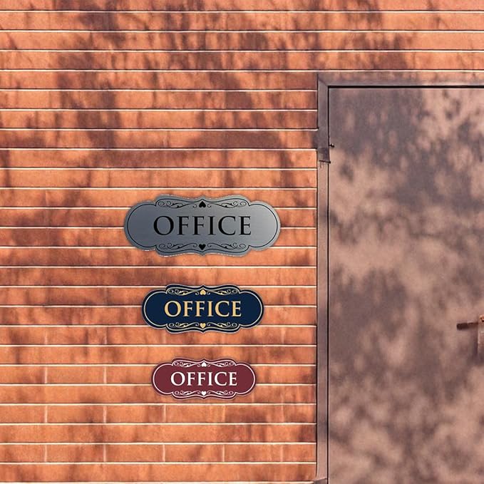 All Quality Designer Office Sign | Easy Installation - Black - Small (5 Pack)