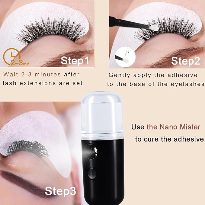 Face Mister,Portable Nano Mister for Eyelash Extensions Daily Care Black | Handheld Humidifier Facial Mister USB Rechargeable Nano Facial Mister with 1OZ Large Capacity Screwing Visual Water Tank