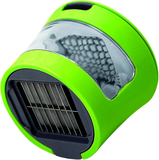 Garlic Perfection Press, Crusher, Mincer, and Storage Container - Easy to Clean - Stainless Steel Blades - Green