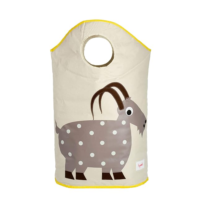 3 Sprouts Baby Laundry Basket for Nursery - Hamper with Handles/Lid, Large Storage Basket, Toy Bin, Room Decor - Kids Hamper, Baby Clothes Storage Organizer, Goat