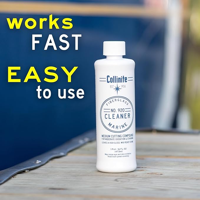 COLLINITE 920 Cleaner-Marine/RV Stain, Water Spot & Oxidation Remover. Easy to Use Heavy Duty Cleaning Compound Restores Shine/Enhances Look. Preps Surface Fast for Wax Protection. (16 fl oz)