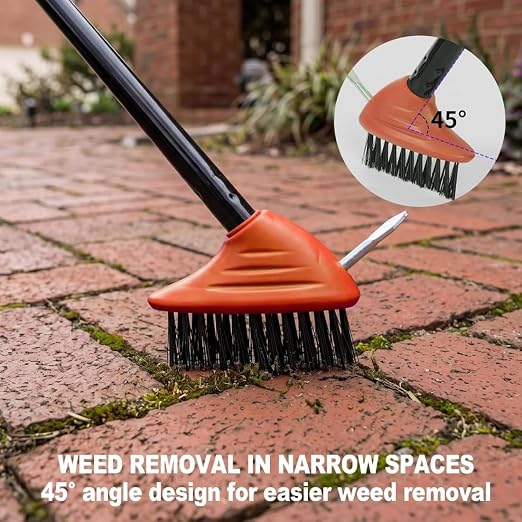 2026 Deck Brushs 3 in 1 Floor Scrub Brush with Long Handle, 3-in-1 Weed Brush Combo Set with Detachable Handle, Deck Scrub Brushs for Patio, Pavers, Driveway, Walkway, Stone Joints (Green)