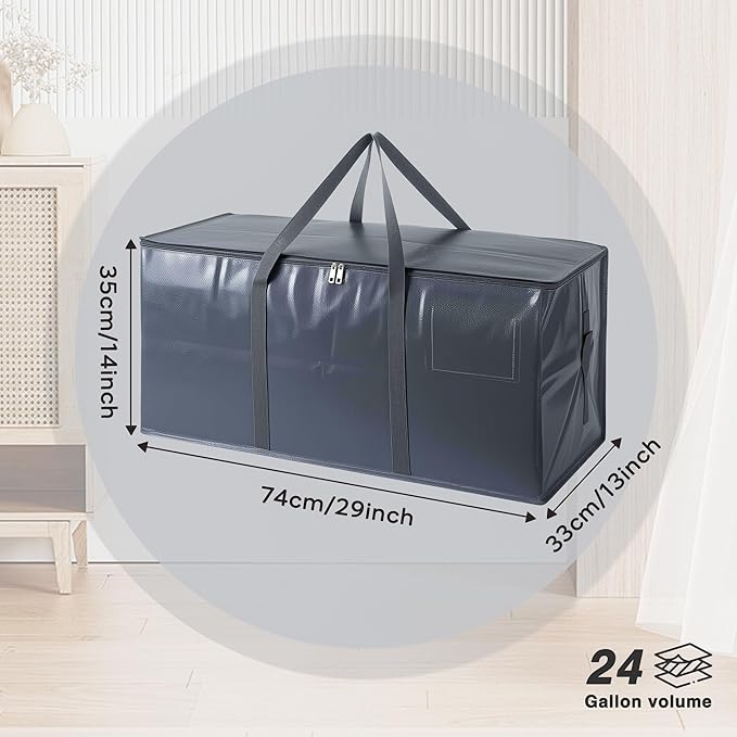 Reniteco Extra Large Moving Bags, 6 Pack Grey Heavy Duty Totes For Storage with Wrap Around Handles, Storage Bags for Space Saving, Alternative to Boxes & Bins