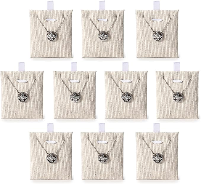 Oirlv 10 PCS Jewelry Display Cards Linen Earring Necklace Card for Selling