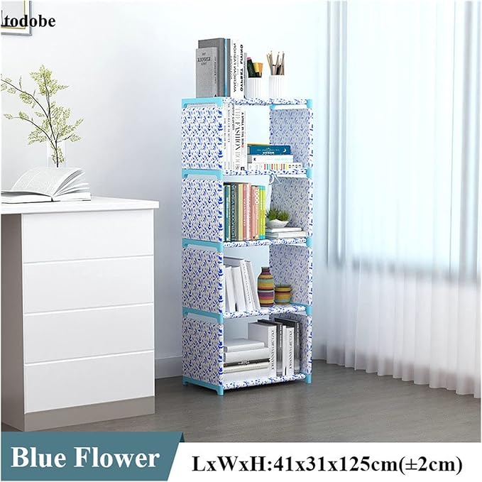 Bookshelf Tall Bookcase DIY Home Decor Bookcase Bookshelf Ladder Bookshelf Creative Modern Bookshelf Non-Woven Fabric Assembled Display Stand Bookshelf Organizer (Color : 05) (17)