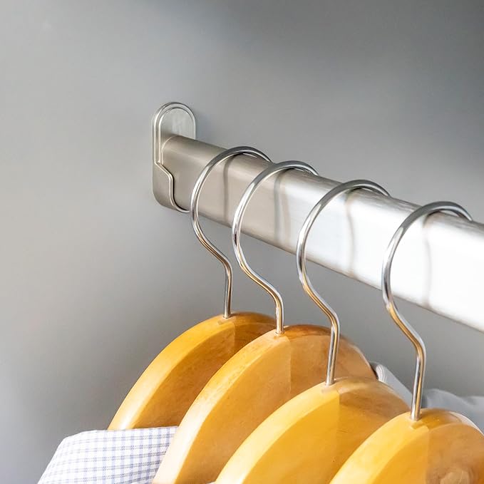 Oval Closet Rod with End Supports (MATTE NICKEL - 24 inch)