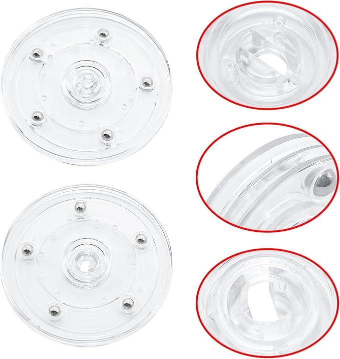 4 Pcs Clear 4 inch Acrylic Lazy Susan Rotating Turntable Organizer Bearings - Round Swivel Plate for Spice Rack, Table, Cake, Kitchen Pantry