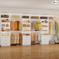 Closet System with 9 Drawers, 9-17FT Custom Closet Organizer System Wood with 9 Hanging Rods & Adjustable Shelves, Walk in Closet Organizer Shelving System, Modular Closet Systems Kits, 3 Sets, White