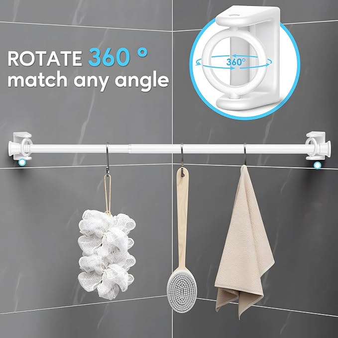 AIZESI 2PCS White Tension Curtain Rod 18-36 Inch Adjustable Curtain Rod No Drilling Tension Rods Small Tension Rod Spring Tension Curtain Rods, for Windows, Door And Closet