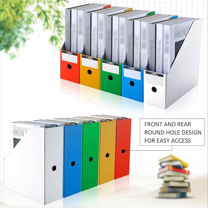 Geyee 50 Pcs Cardboard Magazine Holder Magazine File Holder Magazine Storage Box Document Magazine File Organizer with 50 Pcs Labels for School Office Home Supplies (Multicolor)