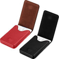 Outus 2 Pcs Business Card Holder, PU Leather Business Card Case Pocket Wallet with Magnetic Shut for Men Women(Black and Red,Classic)