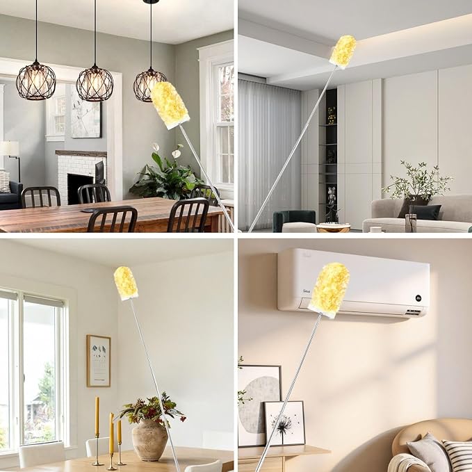Duster Refills,Static Dust Removal Brush Disposable Replacement Head Compatible with Swiffer,Duster Refills for Electronics, Furniture, Blinds, Ceiling Fans (Yellow, 30 Refills+1 Extension Pole)