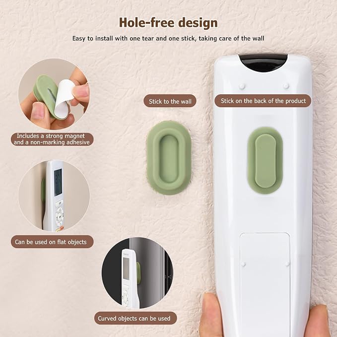 XYOFUN Magnetic Remote Control Holder Wall Mount - 4 Pcs Multicolor | No Drill Self-Adhesive Organizer, For Air Conditioner & TV Remotes, Storage Caddy for Televisions Backside