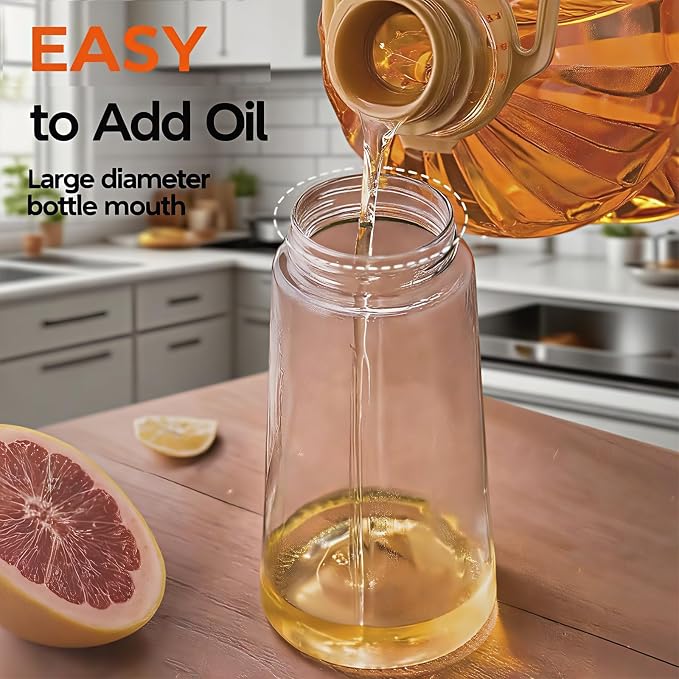 2 in 1 Oil Sprayer for Cooking, Oil Dispenser for Kitchen Gadgets, 16oz/470ml Premium Food-Grade Oil Bottle, for Salad, Air Fryer, BBQ