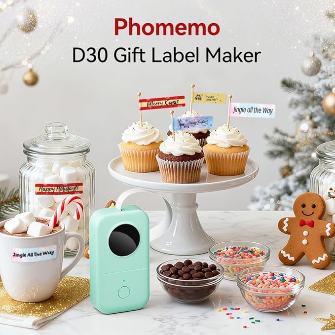Phomemo Label Maker, D30 Portable Bluetooth Label Maker Machine with Tape, Small Mini Label Printer, Multiple Templates Fonts Icon Labeler for Home, School, Office