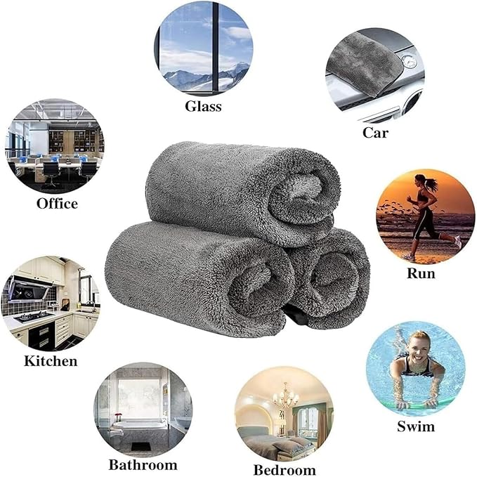 Shiny Microfiber Wipes Bath Shower Cleaning Cloths, 1300gsm Super Absorbent Microfiber Bath Towels, for Bathroom, Car and Home Toilet (2Pcs-Double Pile(23.62 * 15.75in))