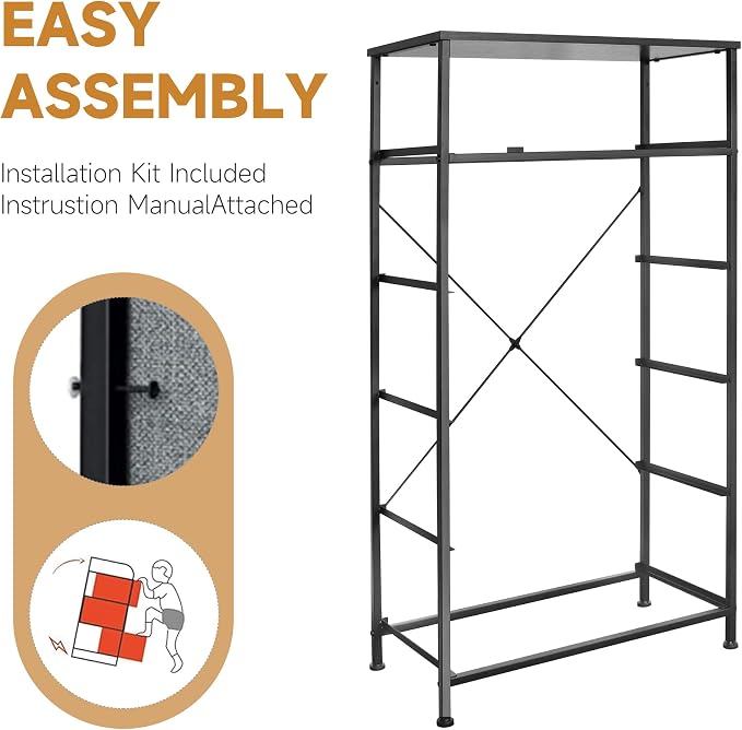 Mifuro Tall Dresser for Bedroom, Vertical Storage Organizer Tower with 6 Drawers, Chest of Drawers with Fabric Bins, Steel Frame, Wood Top for Bedroom, Closet, Entryway- Rustic Brown