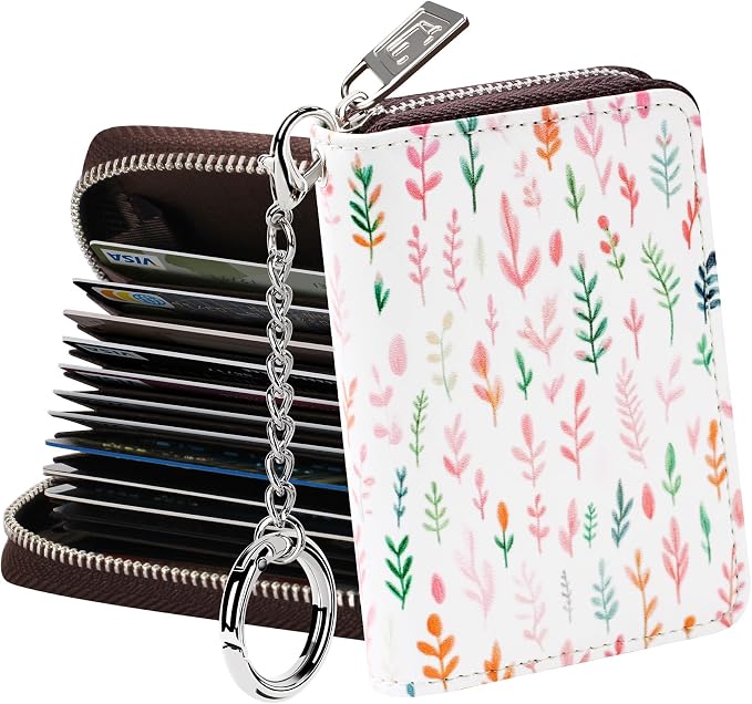 FurArt Zipper Wallet Women, RFID Blocking Credit Card Wallet, Business Card Holder, Compact Size KeyChain Wallet
