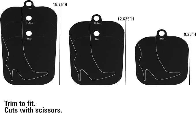 Household Essentials Boot Shapers, Set of 2 Pairs (4 Pieces), Pliable Plastic Boot Inserts, Customizable Height, Keeps Boots Upright and Crease-Free, Black
