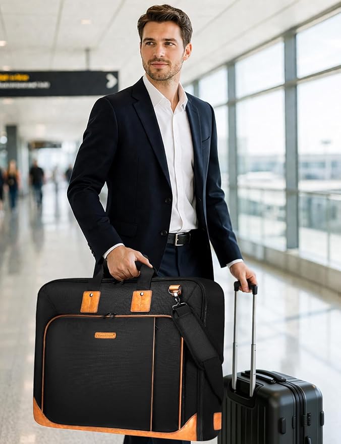 Noozion Garment Bag for Travel, Large Carry On Suit Bag for Business Up to 3 Suits, Wrinkle Free Garment Bag for Hanging Clothes with Shoulder Strap, Laptop Compartment, and Wet-Dry Pocket