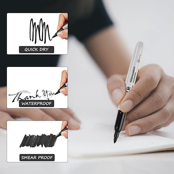 ARLTR Permanent Markers Bulk with Fine Tip, Bulk Pack of 320 with Black, Works on Plastic,Wood,Stone,Metal and Glass for Doodling, Coloring as Office, School Supplies