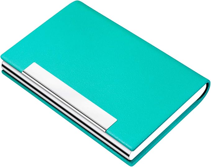 Padike Business Card Holder, Business Card Case Professional PU Leather & Stainless Steel Multi Card Case,Business Card Holder Wallet Credit card ID Case/Holder For Men & Women. (U-Light green)