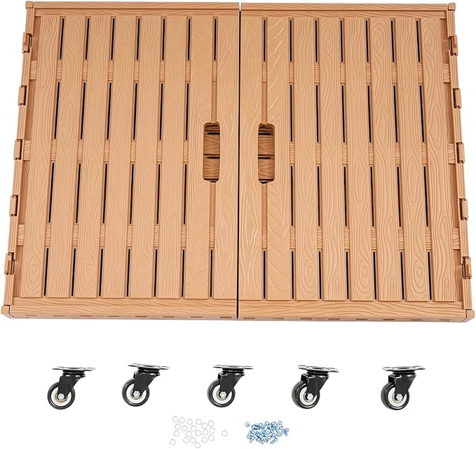 2PCS Collapsible Rolling Crate on Wheels,440lbs Capacity Foldable Bins with Removable 360° Rotation Wheels,Heavy Duty Plastic Furniture Moving Dolly Cart for Travel Shopping Luggage Office