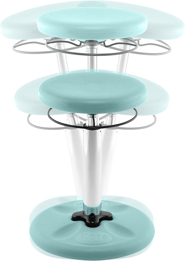KORE Design Adjustable Wobble Stool Chair, Girls + Boys Kid Desk Stools, Ergonomic Small Office Chairs, Flexible Seating for Active Kids, ADD/ADHD, Classroom, Home, Age 8-12, Tall (16.5-24in), Teal