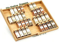 Bamboo Spice Drawer Organizer Expandable(Fits 2.6” Deep Drawers), 4-Tier Spice Rack Drawer Insert for Kitchen Cabinets(12" - 21.9" Width), Adjustable Seasoning Storage Insert (Jars Not Included)