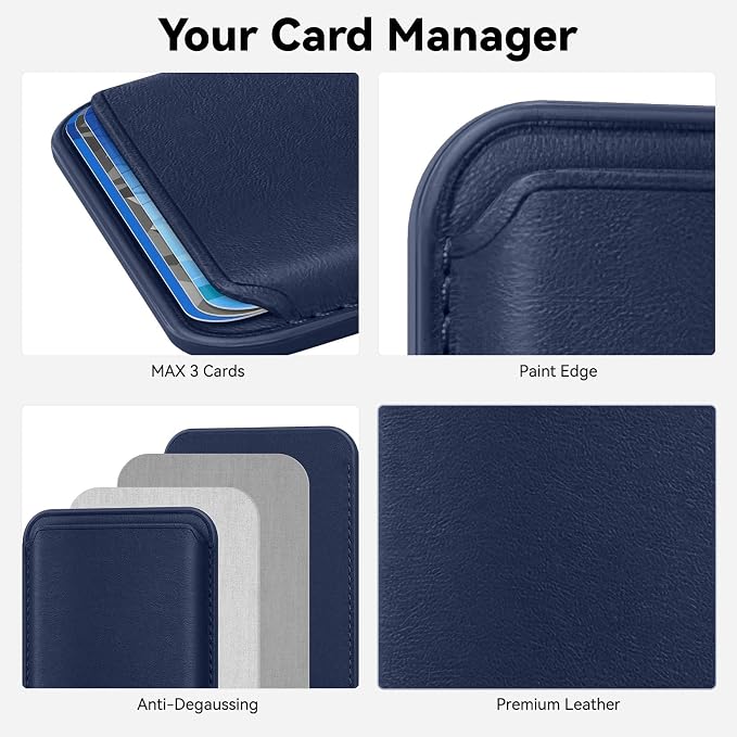 2Pack Magnetic Wallet Cell Phone Card Holder for Phone Case with Mag-Safe, Stronger Magnetic RFID Leather Phone Wallet Stick on Series of iPhone 17/16/15/14/13/12 and Pro/Promax,2-Pack White