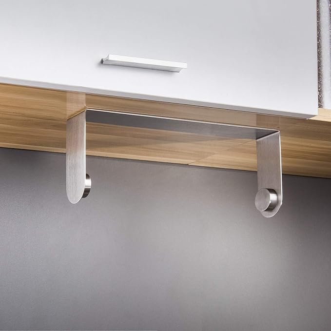 ZUNTO Paper Towel Holder Under Cabinet Self Adhesive Paper Towel Rack (No Drilling), Stainless Steel Wall Mount Paper Towel Holder, Rustproof, Easy Tear | Vertical or Horizontal, No Drilling for Kitchen, Rustproof Stainless Steel Rack, Stick on Wall fo...