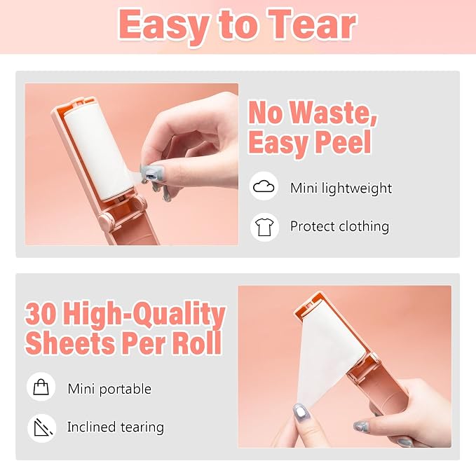 16 Pack Travel Lint Roller with 360 Sheets, Mini Portable Lint Remover with 4 Handles & 12 Refills, Reusable Pet Hair Remover for Clothes with Cover, Easy to Clean for Luggage Use