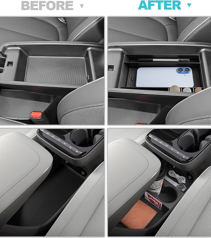 CDEFG 2Pcs for 2025 2026 Hyundai Ioniq 5 Center Console Organizer, for 2025 2026 Hyundai Ioniq 5 Accessories Middle & Lower Console Trays Storage Box (Not for Ioniq 5 N)