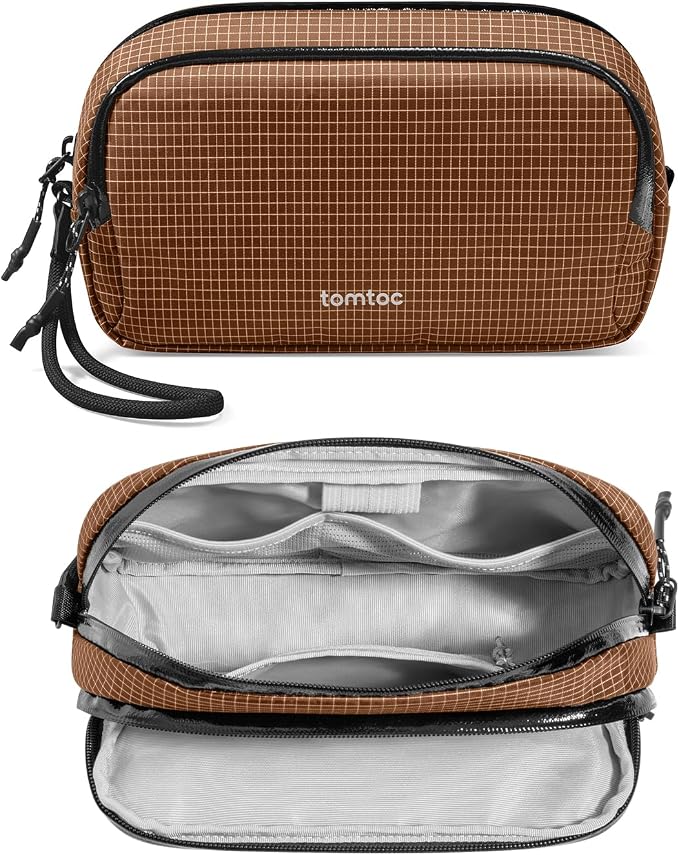 tomtoc Electronic Organizer Travel Case Performance, Dual Compartment Bag | Water Resistant Cable Organization Storage for Charger, Cord, Phone, Hard Drive, Power Bank, Accessories Travel Essentials