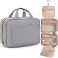 BAGSMART Toiletry Bag Travel Bag with Hanging Hook, Water-resistant Makeup Cosmetic Bag Travel Organizer for Accessories, Shampoo, Full Sized Container, Toiletries (Medium-Grey)