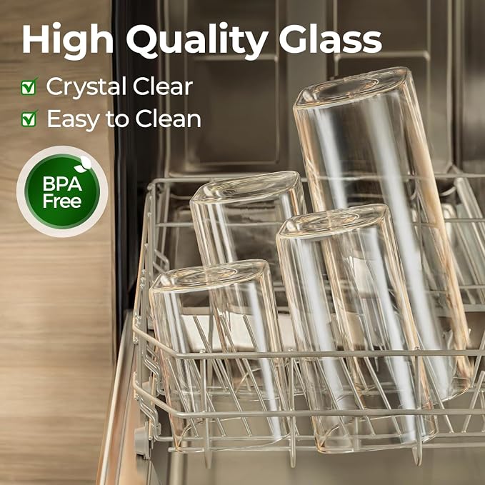 ComSaf Pasta Containers Storage 2.2 Qt, Set of 3 Glass Storage Containers | Rectangle Spaghetti Container Storage, 11.3-Inch Tall Glass Jars, Flour, Cereal, Dry Food Storage, Pasta Jars 70oz, BPA Free