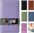 Leather Professional Business Card Holder Organizer Book - 300 Card Capacity Premium PU Folder with Soft Cover, Name Card Credit Cards Binder for Men/Women, Charm Purple