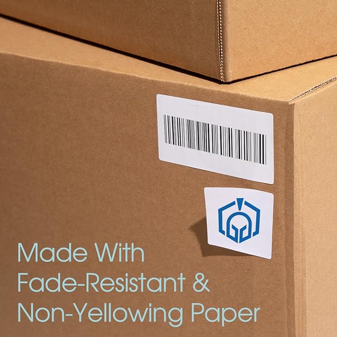 3.5" X 5" Matte White Printable Shipping Labels (100 Sheets, 400 Stickers) Mailing and Address Labels, Product Packaging Stickers for Laser & Inkjet Printers - Spartan Industrial Template R016