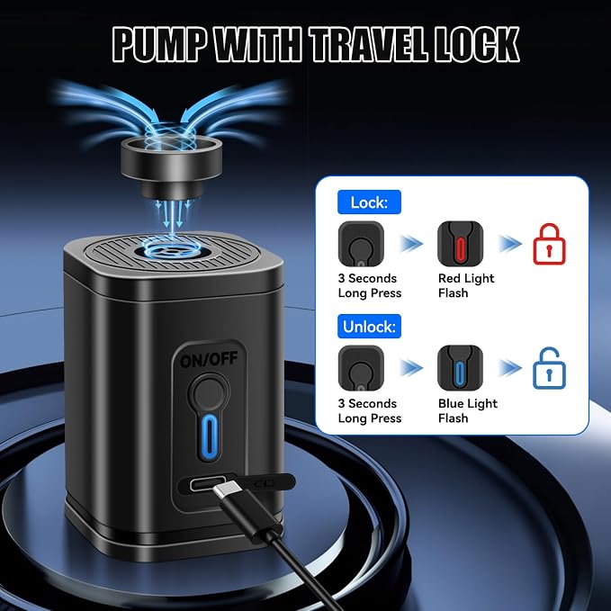 Vacuum Bags for Travel, Waterproof Compression Bags with Wireless Lockable Pump, Reusable Vacuum Packing Cubes Compatible with Suitcase, Luggage, Backpack (2, Black, 36L)