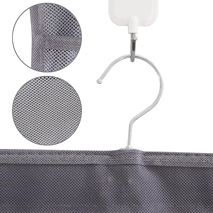 2Pcs Hanging Mesh Pockets Dual-Sided Closet Organizer for Underwear,Bra,Socks,Accessories with Hanger,Total 48 Pockets Grey