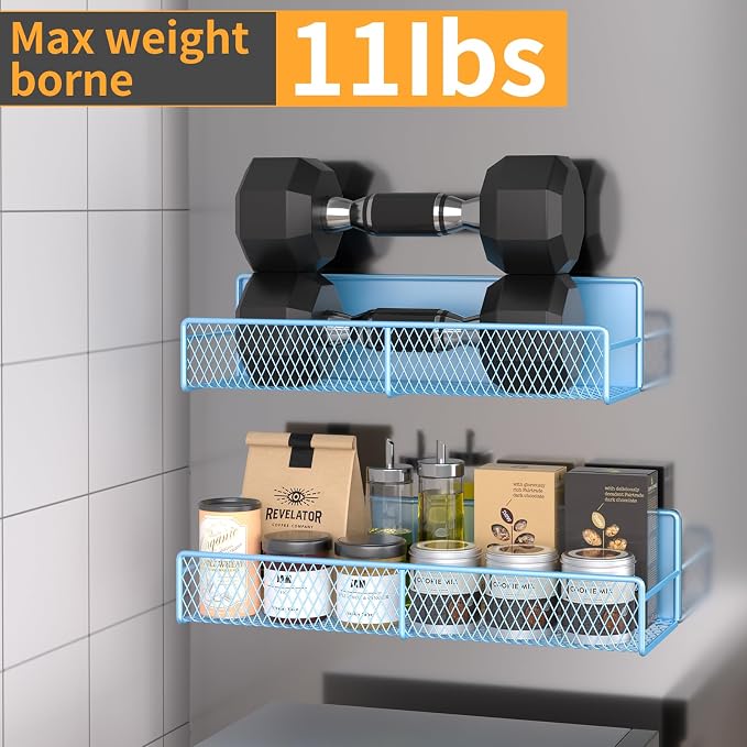 DTUQYX 6-Pack Magnetic Shelves for Washing Machine & Refrigerator, Heavy-Duty Laundry Organizer with Hanger Holder & Deep Baskets, Metal Storage System for Laundry Room (Blue)