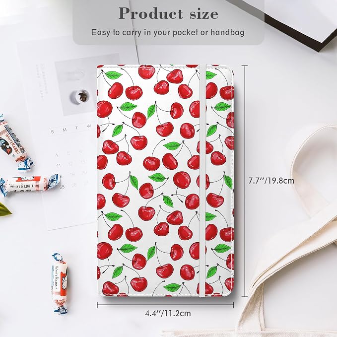 Floral Business Card Book Holder Organizer for Women, 240 Card Capacity, Stylish Name Card and Credit Card Holder for Professionals (Cherry)
