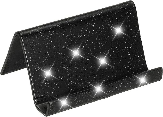 PATIKIL Business Card Holder for Desk, Acrylic Business Card Holders Shine Card Stand Organizer Cards Display for Office Exhibition, Black